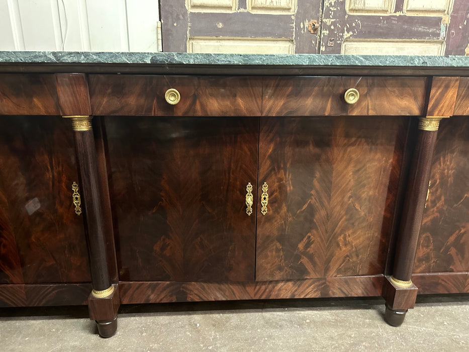 EMPIRE MAHOGANY SIDEBOARD WITH GREEN MARBLE TOP