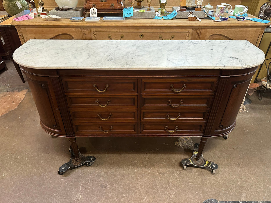 SMALL LOUIS XVI DRAWERS SERVER WITH  WHITE MARBLE TOP