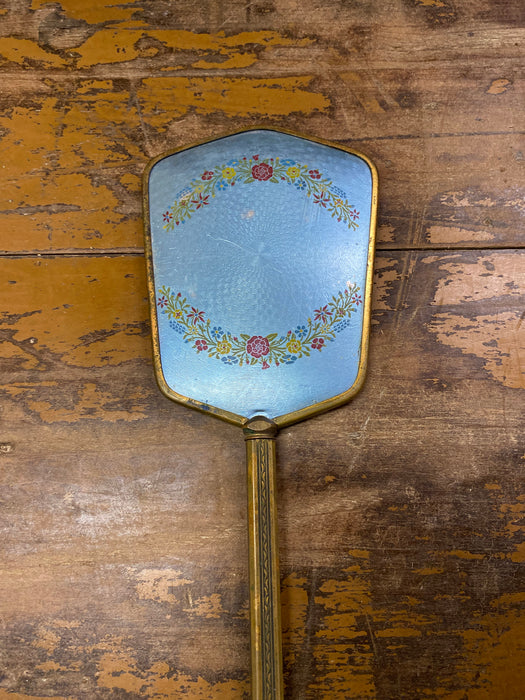 SMALL BRASS HAND MIRROR WITH STENCIL