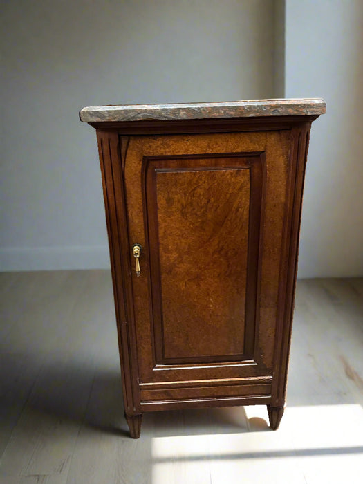 TALL MARBLE TOP FRENCH DECO CABINET