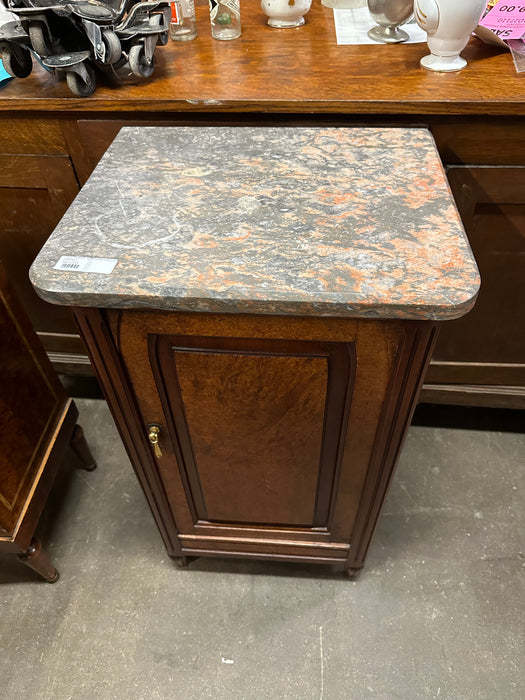 TALL MARBLE TOP FRENCH DECO CABINET