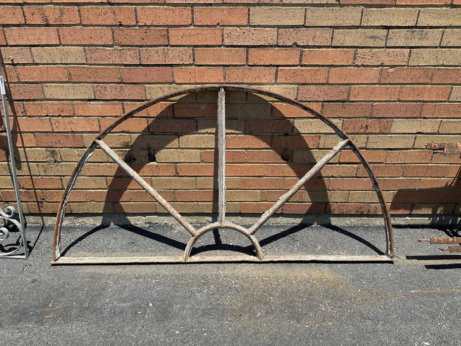 ANTIQUE ARCHED CAST IRON WINDOW/TRANSOM FRAME