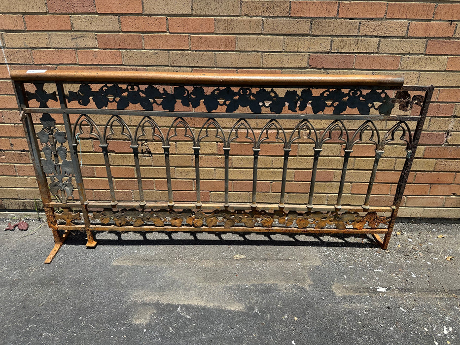 CAST IRON GOTHIC RAILING, GRAPES WITH WOOD HAND RAIL