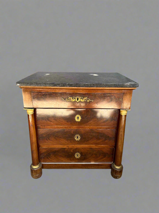 SMALL MARBLE TOP 19TH CENTURY EMPIRE CHEST