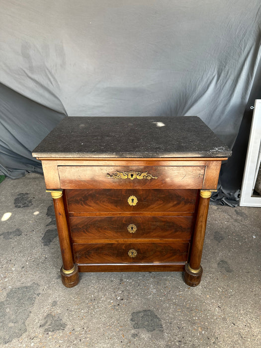 SMALL MARBLE TOP 19TH CENTURY EMPIRE CHEST