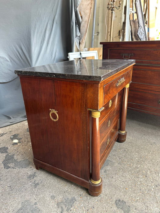 SMALL MARBLE TOP 19TH CENTURY EMPIRE CHEST