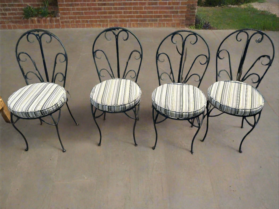 SET OF SCROLLY BLACK ROD IRON PATIO CHAIRS