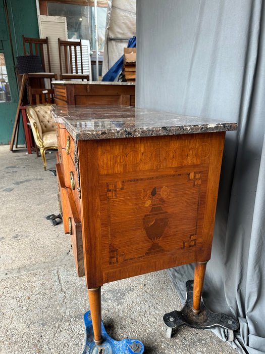 LOUIS XVI MARBLE TOP INLAID CHEST