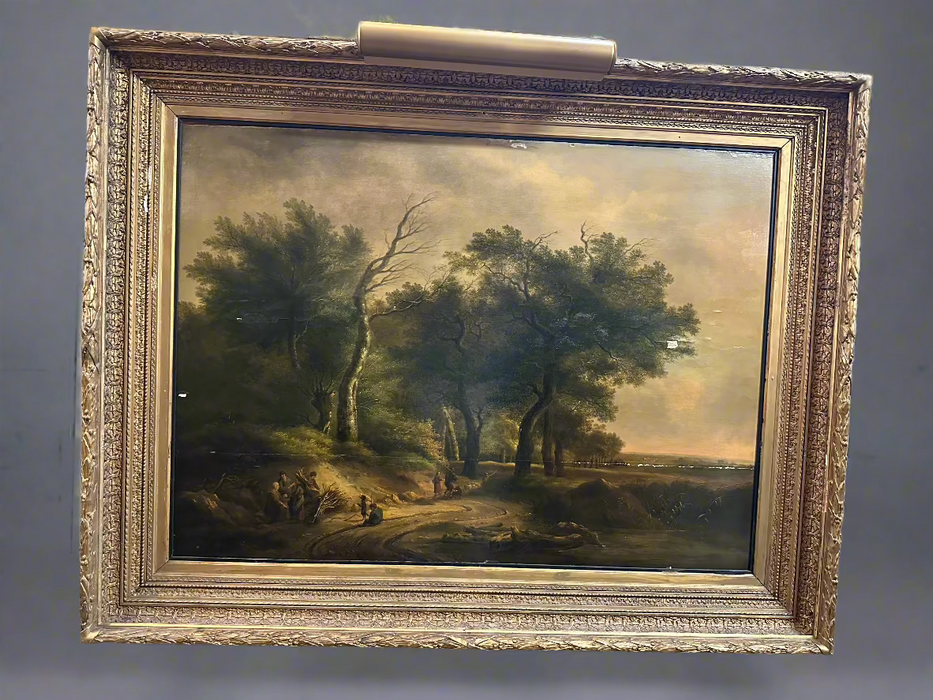 EARLY LANDSCAPE OIL PAINTING IN AS FOUND FRAME