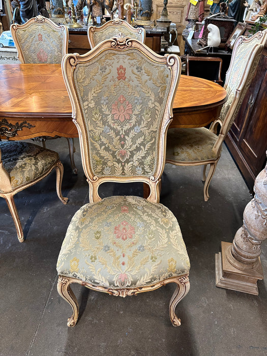 SET OF 6 ITALIAN HIGH BACK UPHOLSTERED AND PAINTED CHAIRS