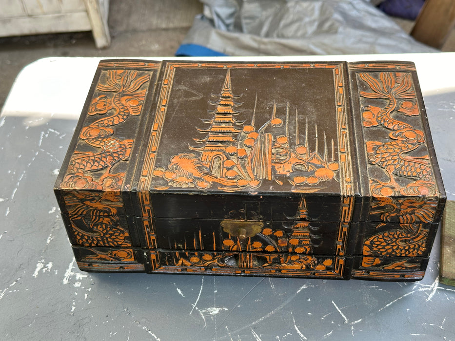 CARVED ASIAN JEWELRY BOX