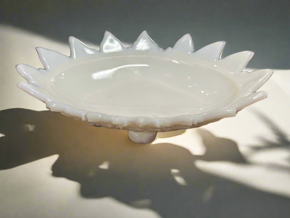 SMALL MILK GLASS LEAF DISH