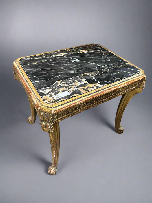 BLACK MARBLE TOP GILT END TABLE