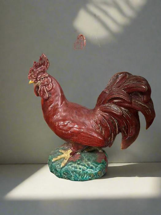 AS FOUND RED POTTERY ROOSTER