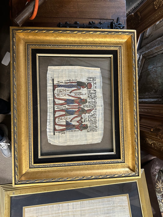 FRAMED EGYPTIAN PRINT ON PAPYRUS AS IS