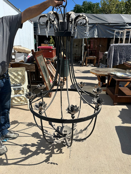 LARGE IRON BOWL SHAPE CHANDELIER WITH SHADES