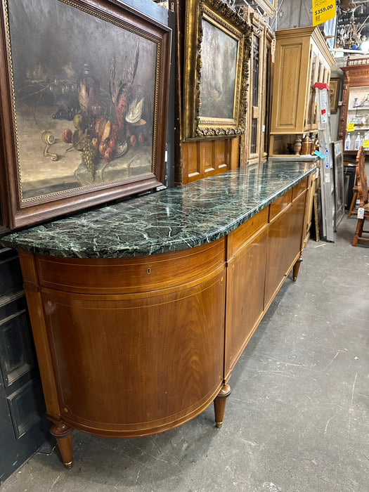 LOUIS XVI GREEN MARBLE TOP OAK SIDEBOARD