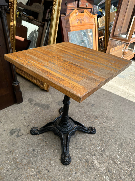 OAK WITH IRON BASE PUB TABLE