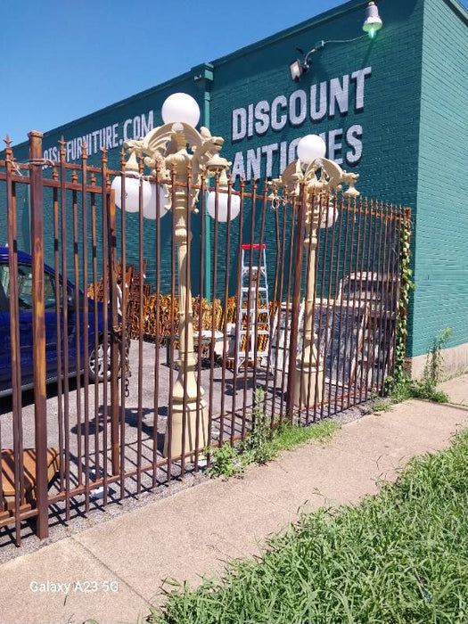 PAIR OF 9' TALL OUTDOOR CAST ALUMINUM POLE LAMPS