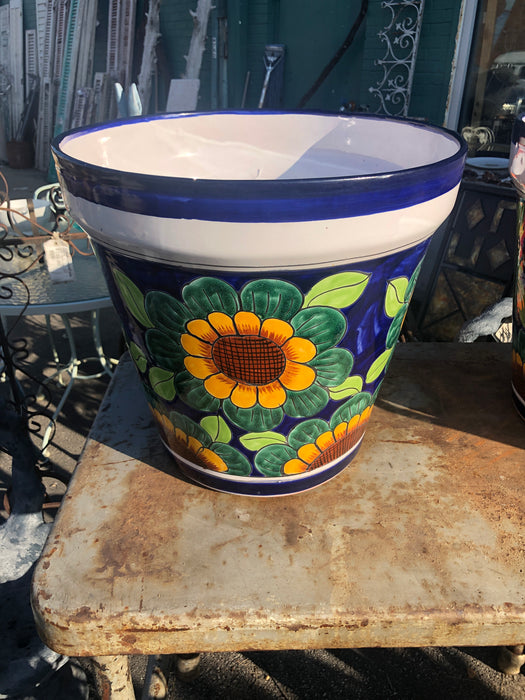 LARGE TALAVERA FLORAL GLAZED POT EACH