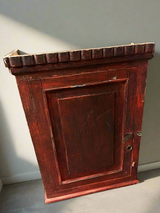 RED PAINTED INDIAN SPICE CABINET-AS FOUND