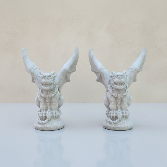 PAIR OF LARGE CONCRETE GARGOYLES