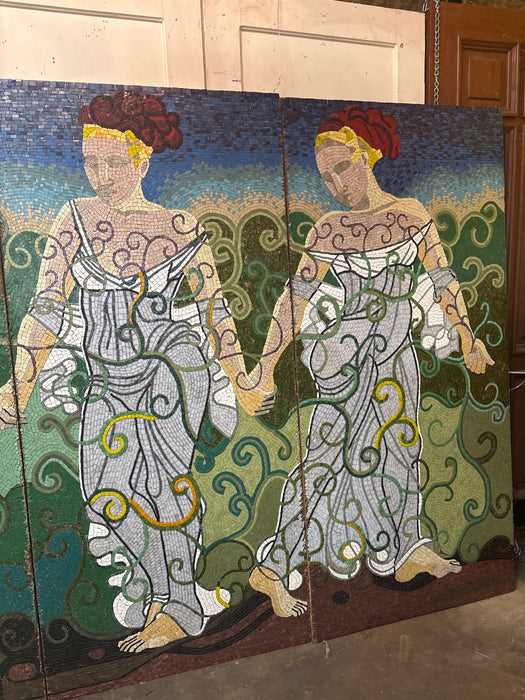 SET OF 4 HUGE MOSAIC PANELS WITH DANCING LADIES