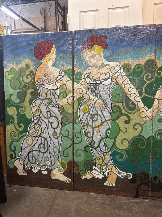 SET OF 4 HUGE MOSAIC PANELS WITH DANCING LADIES