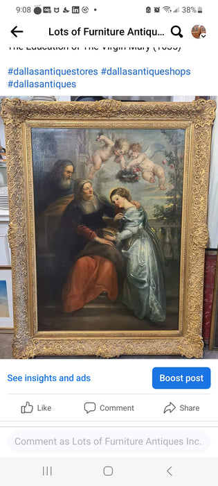 LARGE OIL PAINTING ON CANVAS-THE EDUCATION OF MARY