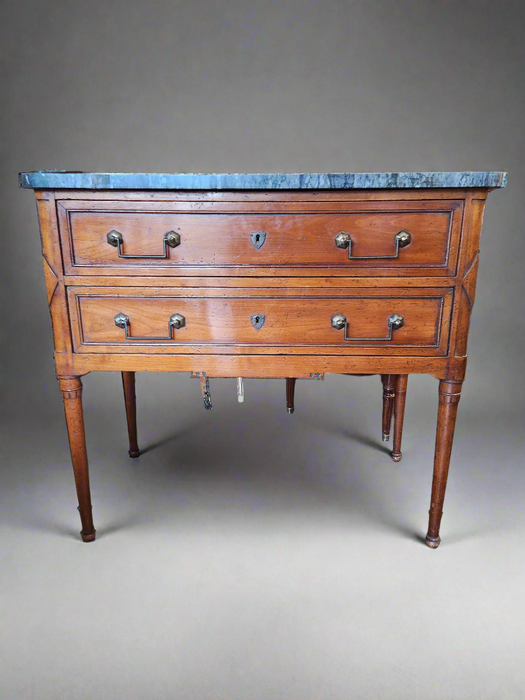 LOUIS XVI 2 DRAWER MARBLE TOP CHEST ON LEGS