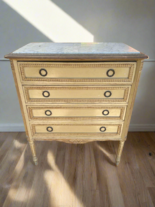 LOUIS XVI PAINTED 4 DRAWER CHEST ON LEGS