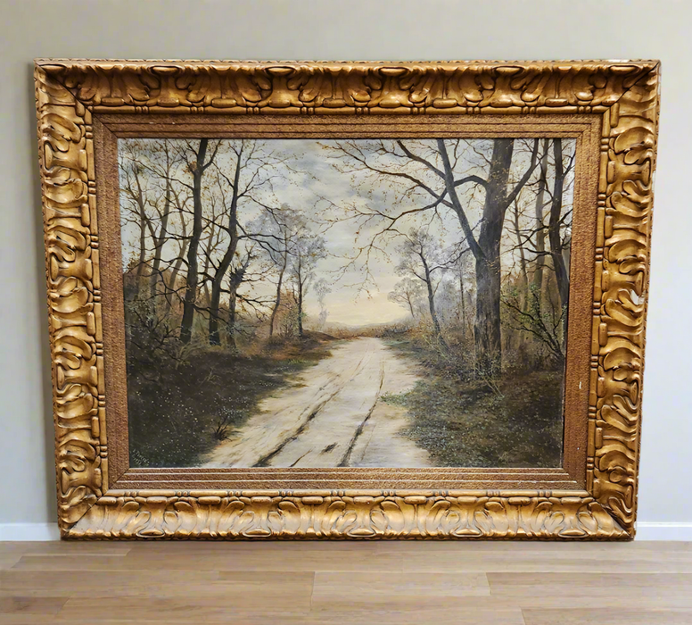 LARGE LANDSCAPE OIL PAINTING ON CANVAS OF A ROAD TO SOMEWHERE