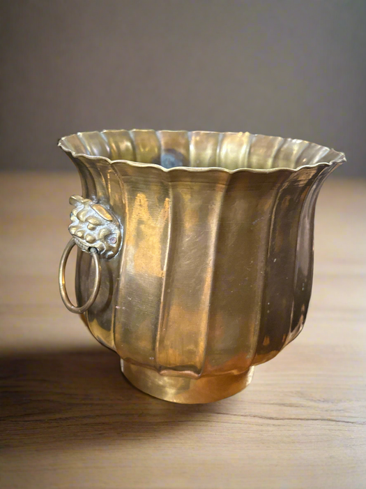 LION HANDLE BRASS JARDINIERE