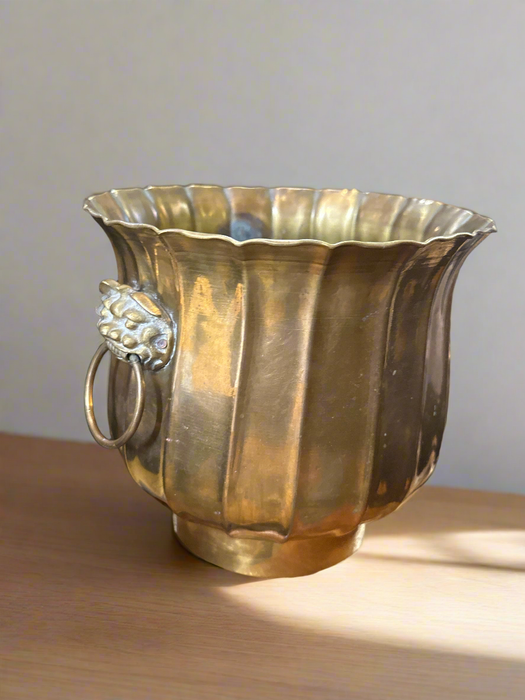 LION HANDLE BRASS JARDINIERE