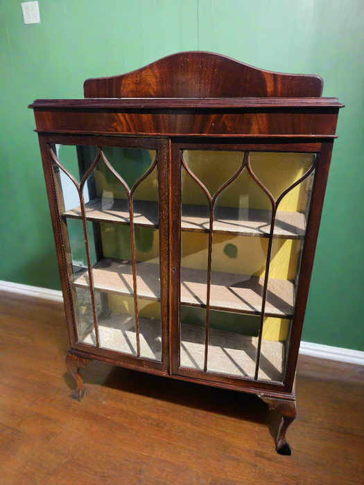 CHIPPENDALE SMALL CURIO CABINET  WITH CLAW FEET C 1920