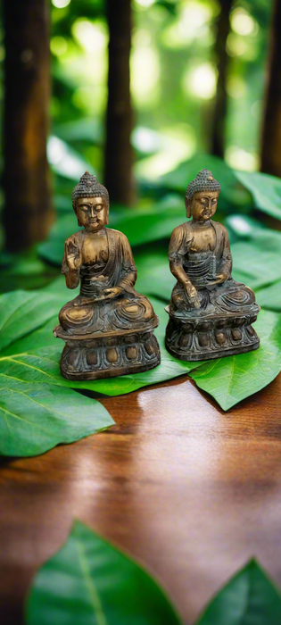 PAIR OF VINTAGE BRONZE BUDDHAS