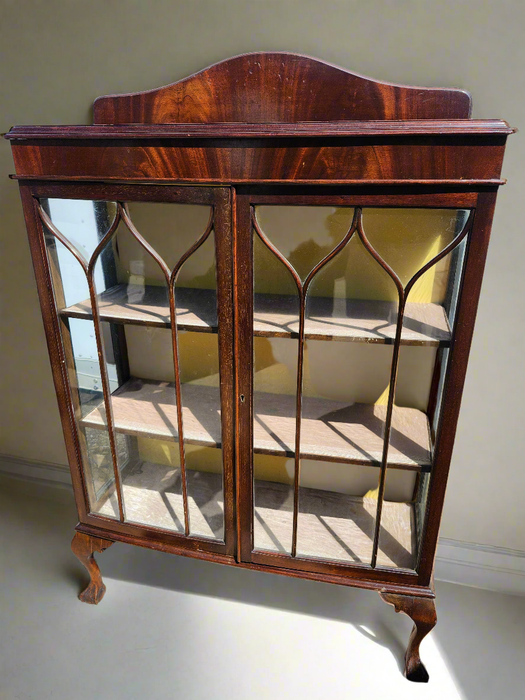 CHIPPENDALE SMALL CURIO CABINET  WITH CLAW FEET C 1920
