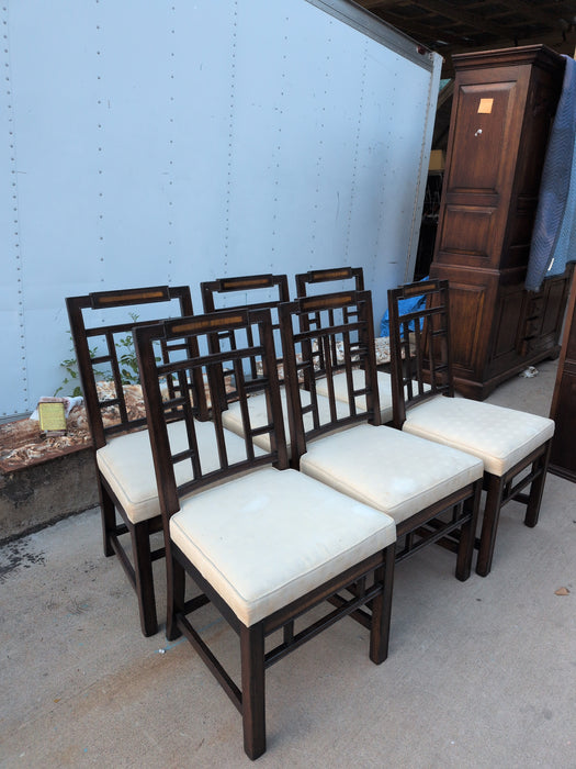 SET OF 6 DARK OAK DINING CHAIRS