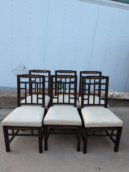 SET OF 6 DARK OAK DINING CHAIRS