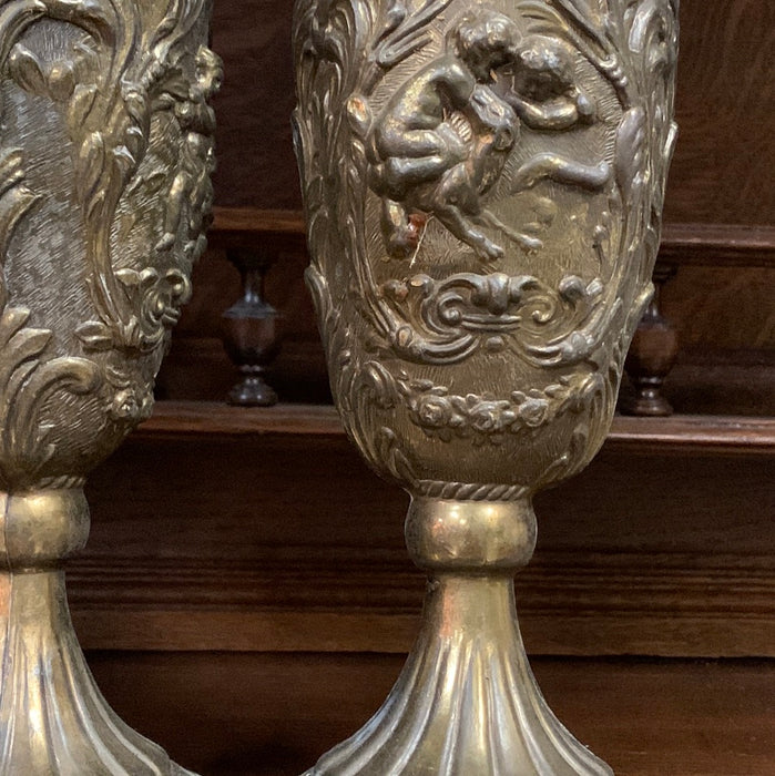 PAIR OF TALL GOLD METAL CHALICES