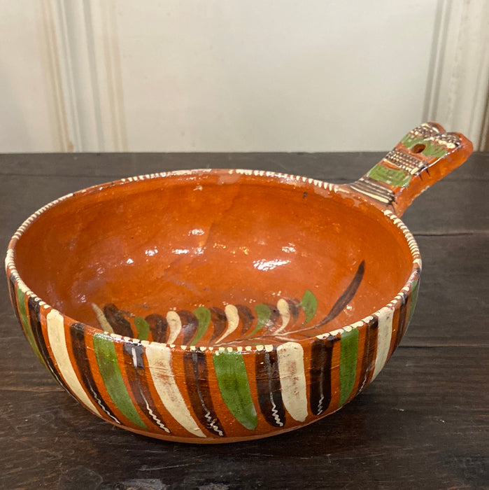 MEXICAN TERRA COTTA BOWL WITH HANDLE