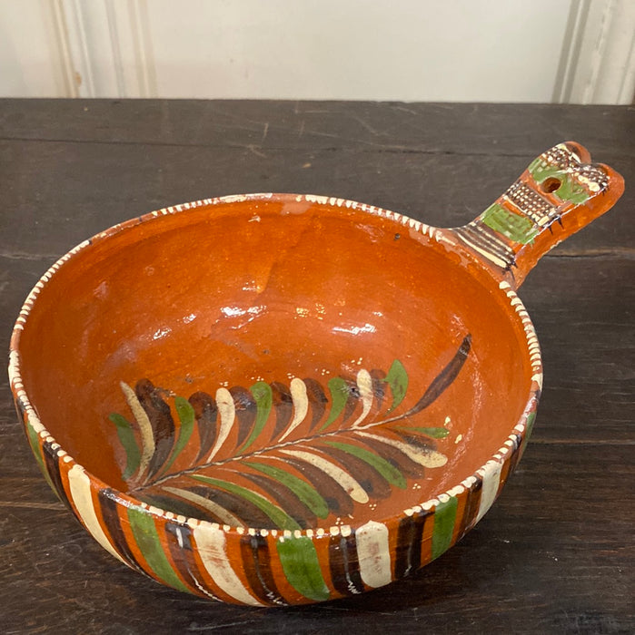 MEXICAN TERRA COTTA BOWL WITH HANDLE