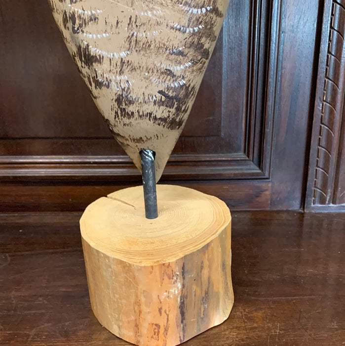 CARVED OWL ON WOODEN BASE