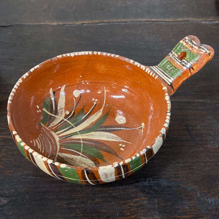 SMALL TERRA COTTA BOWL WITH HANDLE