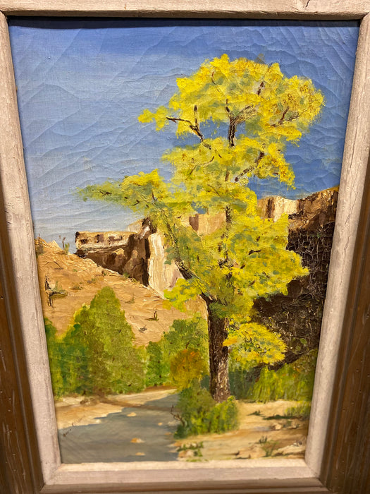 SMALL WESTERN LANDSCAPE WITH GREEN TREE-VERTICAL