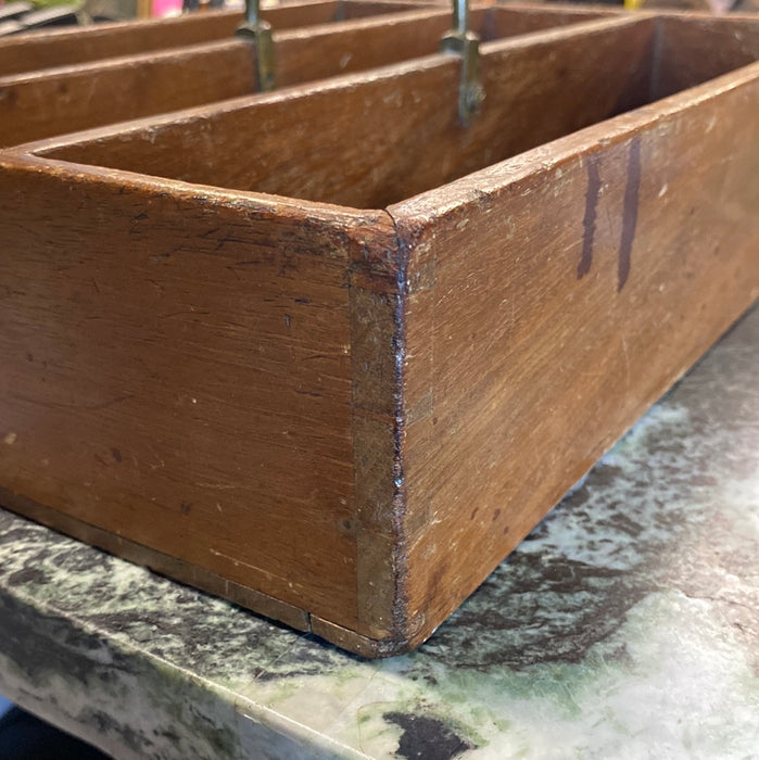 WOOD CADDY WITH BRASS HANDLE