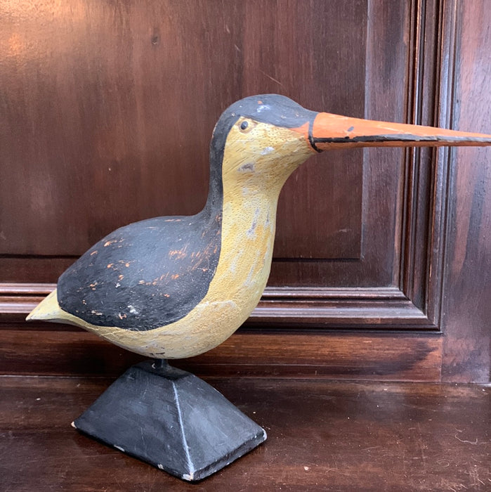 WOOD CARVED WATER BIRD STATUE