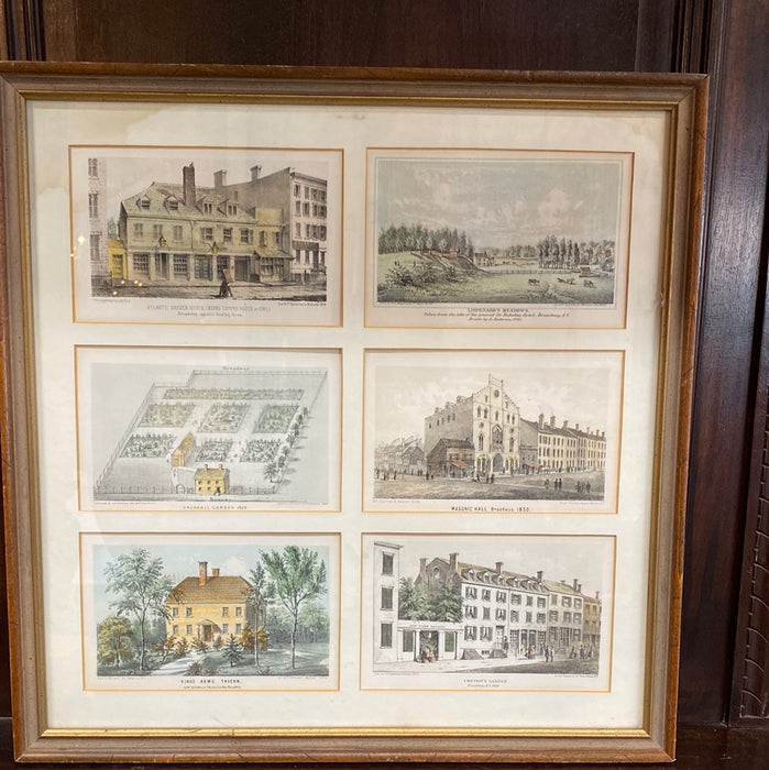 FRAMED POSTCARDS OF BUILDINGS