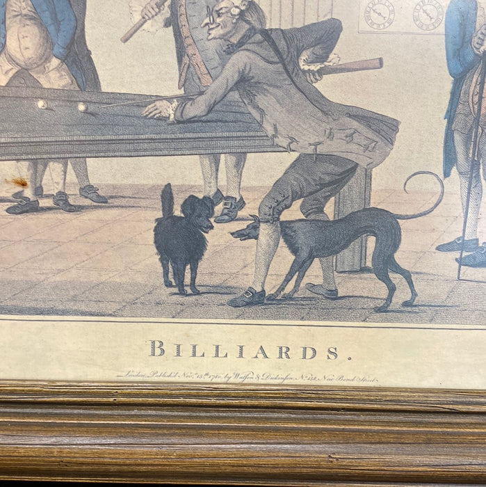 BILLARDS PRINT IN VINTAGE FRAME WITH BRASS