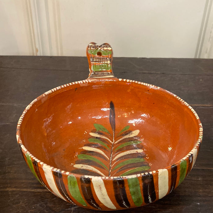 MEXICAN TERRA COTTA BOWL WITH HANDLE